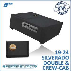 black 8" single sealed sub box, fits 19-24 chevy silverado double & crew-cab black 8" single sealed sub box, fits 19-24 chevy silverado double & crew-cab