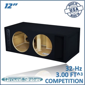 Ground Shaker GS-32HZ212B Black 12" 32-hz Dual Competition Ported Subwoofer Box