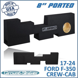 black 8" single ported sub box, fits 17-24 ford f-350 crew-cab black 8" single ported sub box, fits 17-24 ford f-350 crew-cab