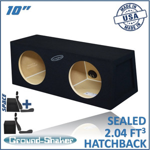 Ground Shaker GS-HB210B Black 10" Dual Sealed Hatchback Subwoofer Box