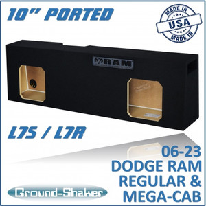black 10" dual ported solobaric sub box, fits 06-23 dodge ram regular and mega cab black 10" dual ported solobaric sub box, fits 06-23 dodge ram regular and mega cab