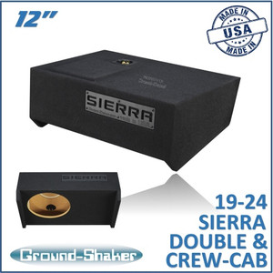 black 12" single sealed sub box, fits 19-24 gmc sierra double & crew-cab black 12" single sealed sub box, fits 19-24 gmc sierra double & crew-cab
