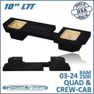 black 10" dual sealed l7t sub box, fits 03-24 dodge ram 2500/3500 crew-cab & ext-cab