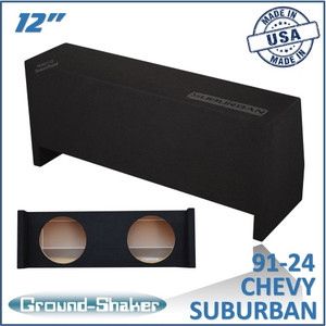 black 12" dual sealed sub box, fits 91-24 chevy suburban (w/3rd row seat) black 12" dual sealed sub box, fits 91-24 chevy suburban (w/3rd row seat)