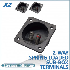 2-way spring loaded subwoofer box terminals (2pcs) 2-way spring loaded subwoofer box terminals (2pcs)