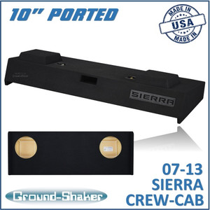 black 10" dual ported sub box, fits 07-13 gmc sierra crew-cab