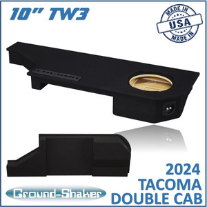 black 10" single sealed tw3 sub box, fits 2024 toyota tacoma double-cab black 10" single sealed tw3 sub box, fits 2024 toyota tacoma double-cab
