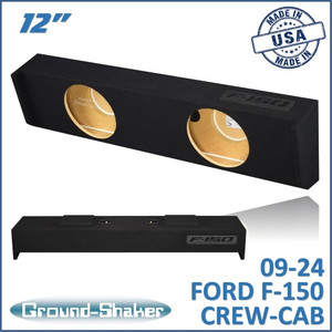 black 12" dual sealed sub box, fits 09-24 ford f-150 crew-cab black 12" dual sealed sub box, fits 09-24 ford f-150 crew-cab