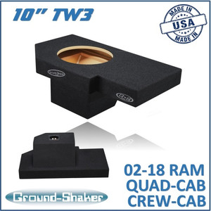 black 10" tw3 single sealed sub box, fits 02-18 dodge ram 1500 crew-cab & ext-cab black 10" tw3 single sealed sub box, fits 02-18 dodge ram 1500 crew-cab & ext-cab
