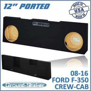 black 12" dual ported sub box, fits 08-16 ford f-350 crew-cab black 12" dual ported sub box, fits 08-16 ford f-350 crew-cab