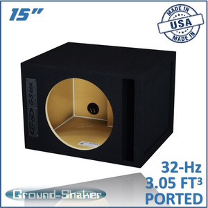 black 15" single slot-ported sub box black 15" single slot-ported sub box