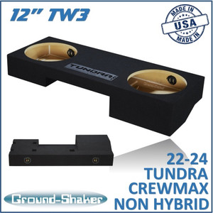 black 12" tw3 dual sealed sub box, fits 22-24 toyota tundra crew-max (non-hybrid) black 12" tw3 dual sealed sub box, fits 22-24 toyota tundra crew-max (non-hybrid)