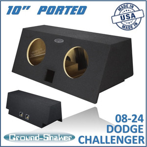 black 10" dual ported sub box, fits 08-24 dodge challenger black 10" dual ported sub box, fits 08-24 dodge challenger
