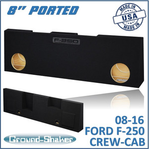 black 8" dual ported sub box, fits 08-16 ford f-250 crew-cab black 8" dual ported sub box, fits 08-16 ford f-250 crew-cab