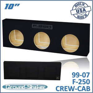 black 10” triple sealed sub box, fits 99-07 ford f-250 crew-cab