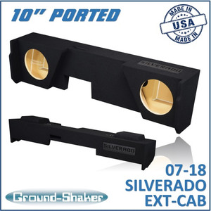 black 10" dual ported sub box, fits 07-18 chevy silverado extended cab black 10" dual ported sub box, fits 07-18 chevy silverado extended cab