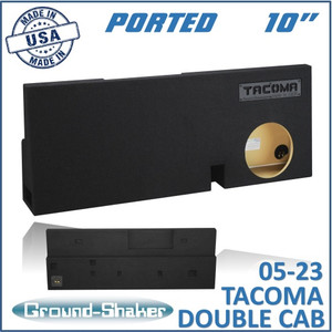 black 10" single ported sub box, fits 05-23 toyota tacoma double-cab black 10" single ported sub box, fits 05-23 toyota tacoma double-cab