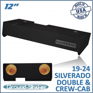 black 12” dual sealed sub box, fits 19-24 chevy silverado double & crew-cab
