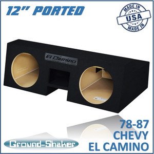 black 12" dual ported sub box, fits 78-87 chevy el camino black 12" dual ported sub box, fits 78-87 chevy el camino
