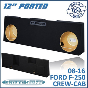 black 12" dual ported sub box, fits 08-16 ford f-250 crew-cab black 12" dual ported sub box, fits 08-16 ford f-250 crew-cab