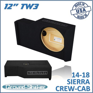 black 12" single sealed tw3 sub box, fits 14-18 gmc sierra crew-cab black 12" single sealed tw3 sub box, fits 14-18 gmc sierra crew-cab