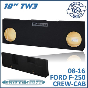 black 10" dual sealed tw3 sub box, fits 08-16 ford f-250 crew-cab black 10" dual sealed tw3 sub box, fits 08-16 ford f-250 crew-cab
