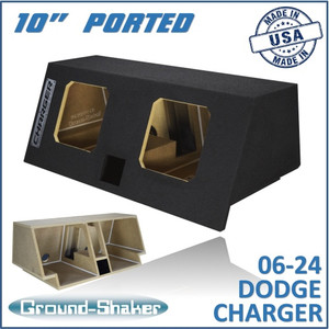black 10" dual ported solobaric sub box, fits 06-24 dodge charger black 10" dual ported solobaric sub box, fits 06-24 dodge charger