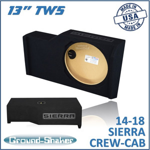 black 13" single sealed tw5 sub box, fits 14-18 gmc sierra crew-cab black 13" single sealed tw5 sub box, fits 14-18 gmc sierra crew-cab