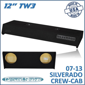 black 12" dual sealed tw3 sub box, fits 07-13 chevy silverado crew-cab black 12" dual sealed tw3 sub box, fits 07-13 chevy silverado crew-cab