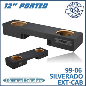 99-06 & 07 Classic Chevy Silverado Ext-Cab Black 12" Dual Ported Subwoofer Box