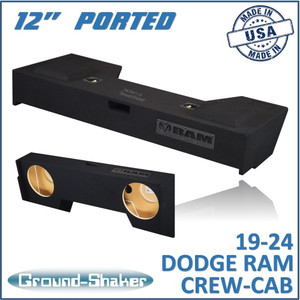 black 12" dual ported sub box, fits 19-24 dodge ram 1500 crew-cab black 12" dual ported sub box, fits 19-24 dodge ram 1500 crew-cab