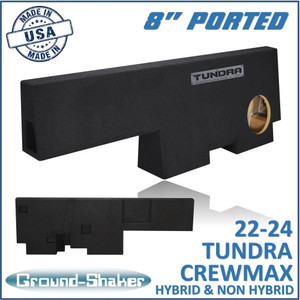 black 8" single ported sub box, fits 22-23 toyota tundra crew-max black 8" single ported sub box, fits 22-23 toyota tundra crew-max