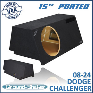 black 15" single ported sub box, fits 08-24 dodge challenger black 15" single ported sub box, fits 08-24 dodge challenger