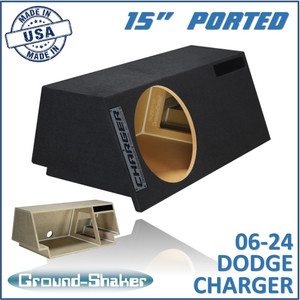 black 15" single ported sub box, fits 06-24 dodge charger