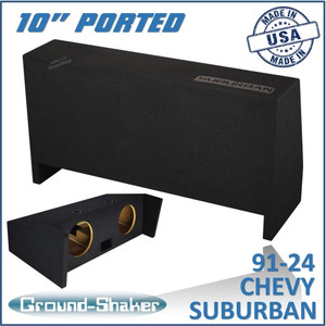 black 10" dual ported sub box, fits 91-24 chevy suburban (w/3rd row seat)