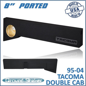 black 8" single ported sub box, fits 95-04 toyota tacoma double-cab black 8" single ported sub box, fits 95-04 toyota tacoma double-cab
