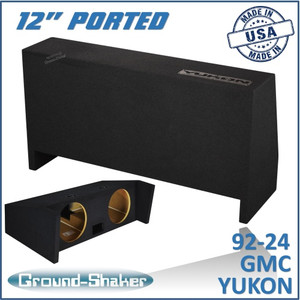 black 12" dual ported sub box, fits 92-24 gmc yukon (w/3rd row seat)
