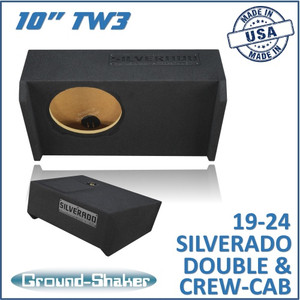 black 10" tw3 single sealed sub box, fits 19-24 chevy silverado double & crew-cab black 10" tw3 single sealed sub box, fits 19-24 chevy silverado double & crew-cab