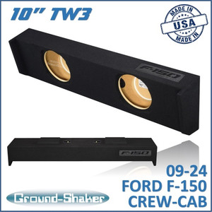 black 10" dual sealed tw3 sub box, fits 09-24 ford f-150 crew-cab black 10" dual sealed tw3 sub box, fits 09-24 ford f-150 crew-cab