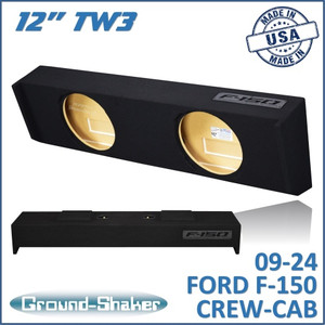 black 12" dual sealed tw3 sub box, fits 09-24 ford f-150 crew-cab black 12" dual sealed tw3 sub box, fits 09-24 ford f-150 crew-cab