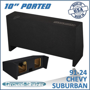 black 10" dual ported solobaric sub box, fits 91-24 chevy suburban (w/3rd row seat) black 10" dual ported solobaric sub box, fits 91-24 chevy suburban (w/3rd row seat)