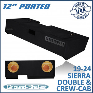 black 12" dual ported sub box, fits 19-24 gmc sierra double & crew-cab black 12" dual ported sub box, fits 19-24 gmc sierra double & crew-cab
