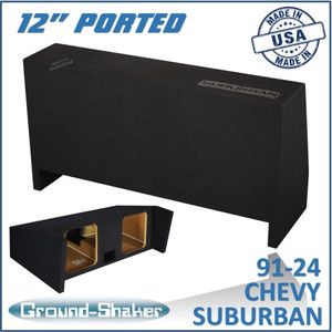 black 12" dual ported solobaric sub box, fits 91-24 chevy suburban (w/3rd row seat) black 12" dual ported solobaric sub box, fits 91-24 chevy suburban (w/3rd row seat)