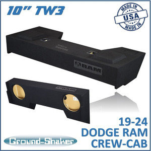 black 10" dual sealed jl tw3 sub box, fits 19-24 dodge ram 1500 crew-cab black 10" dual sealed jl tw3 sub box, fits 19-24 dodge ram 1500 crew-cab