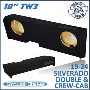 black 10" tw3 dual sealed sub box, fits 19-24 chevy silverado double & crew-cab black 10" tw3 dual sealed sub box, fits 19-24 chevy silverado double & crew-cab