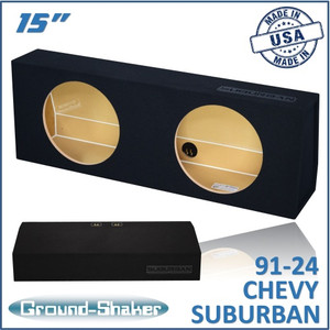 black 15" dual sealed sub box, 91-24 chevy suburban (w/3rd row seat) black 15" dual sealed sub box, 91-24 chevy suburban (w/3rd row seat)
