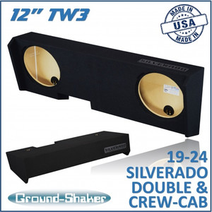 black 12" tw3 dual sealed sub box, fits 19-24 chevy silverado double & crew-cab black 12" tw3 dual sealed sub box, fits 19-24 chevy silverado double & crew-cab