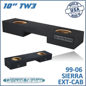 99-06 & 07 Classic GMC Sierra Ext-Cab Black 10" Tw3 Dual Sealed Subwoofer Box