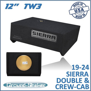 19-24 GMC Sierra Double & Crew-Cab Black 12" Tw3 Single Sealed Subwoofer Box