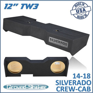 black 12" dual sealed jl tw3 sub box, fits 2014-2018 chevy silverado crew-cab